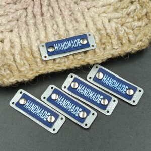 5 x Metka dwuwarstwowa nitowana - srebro/niebieski